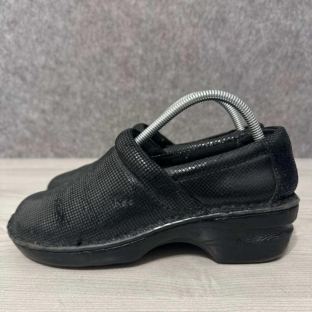 Born b.o.c. Toby Black Leather Clogs Womens Sz 9.5 Textured Slip On Shoes - Picture 5 of 10